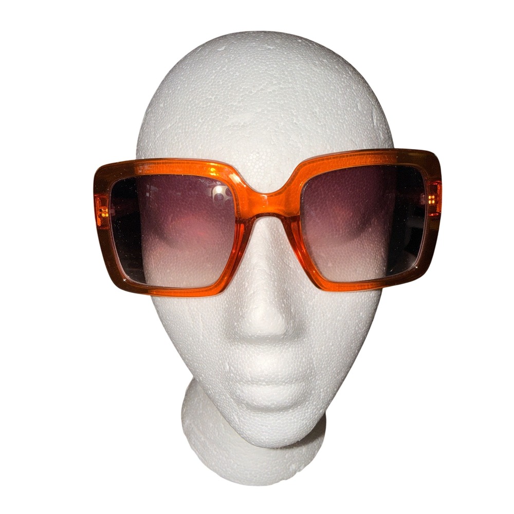 BCBGeneration Women Amber Orange Square Oversized Sunglasses BG1022 200 Retro